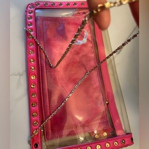 Hot Pink Leather Studded Clutch
